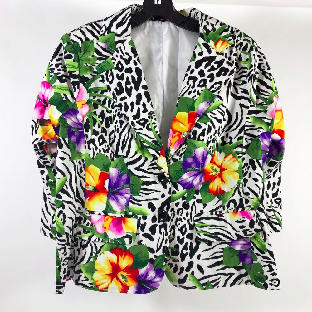 EUC Notations Animal Floral Print Jacket - Picture 1 of 8